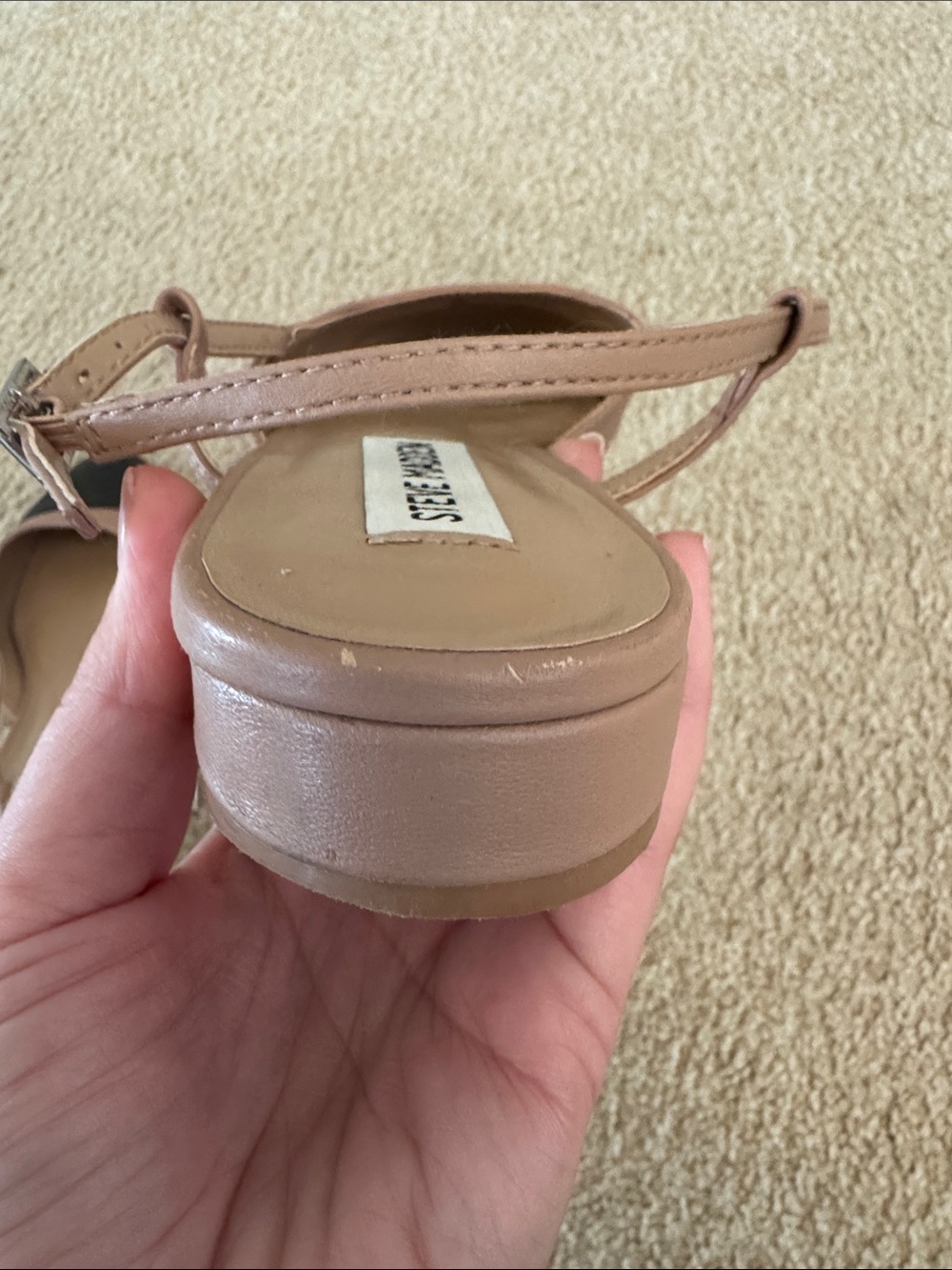Steve Madden Nude and Black Leather Slingback Flats - Picture 6 of 6